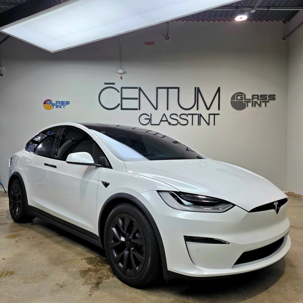 Tesla Model X window tint with GLASSTINT Shure X and CAMO at Centum Glasstint in Duluth GA