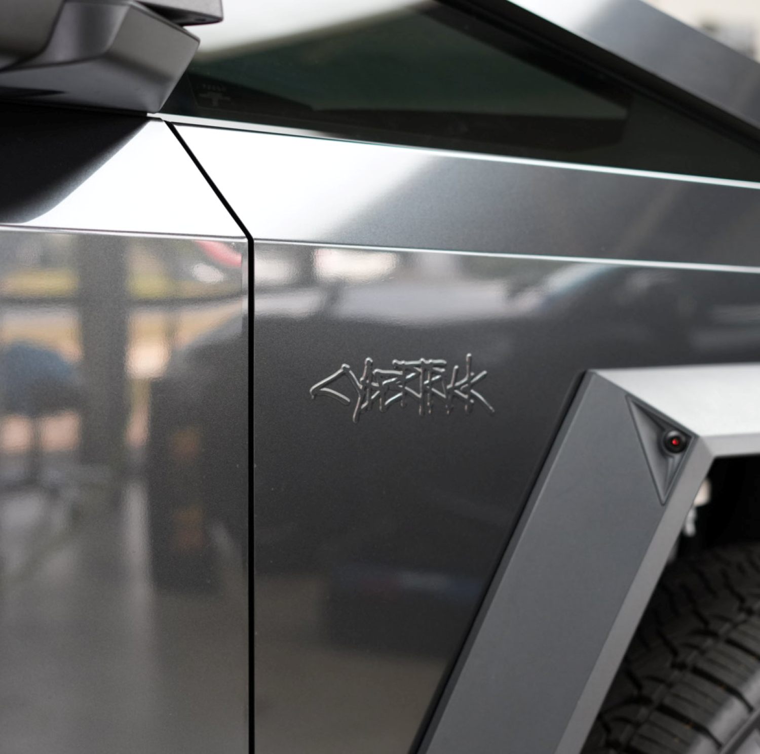 Close up of expertly wrapped Cybertruck Color PPF edges by Centum Glasstint in Duluth Georgia